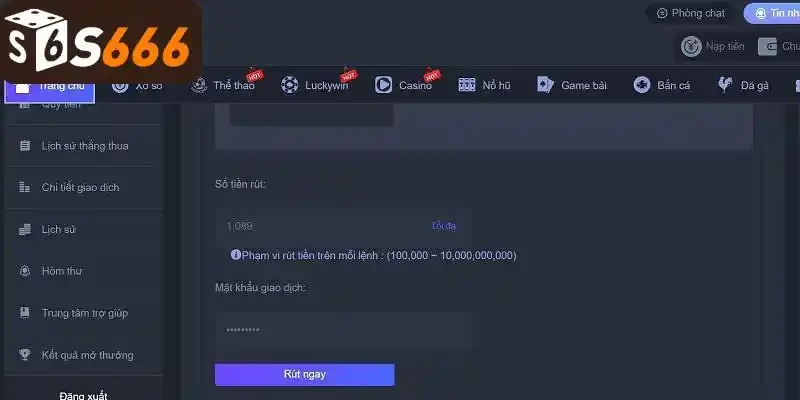 Các bước rút tiền đơn giản